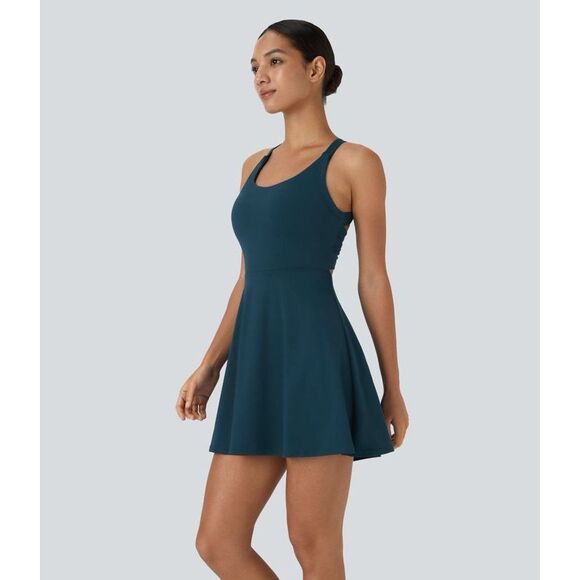 NWT Halara Twisted Backless Active Dress Blue Size 3X Athleisure Mini - Picture 1 of 10